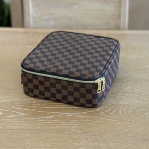 Checkered Brown Travel Case